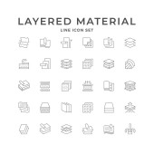 Set line icons of layered material isolated on white. Textile label, fabric structure, waterproof, air flow. Vector illustration Poster #648729030