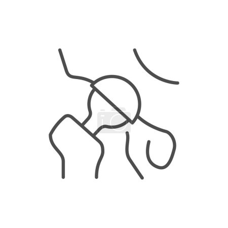 Téléchargez les illustrations : Icône de contour de ligne de prothèse de hanche isolée sur blanc. Illustration vectorielle - en licence libre de droit
