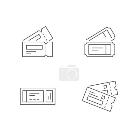 Définir des icônes de ligne de billet isolé sur blanc. Illustration vectorielle