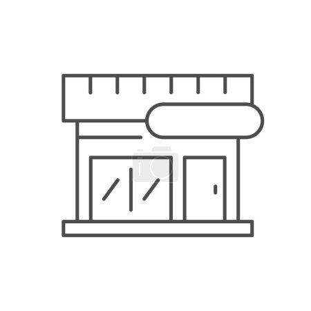 Modern shop line outline icon isolated on white. Mall, store, supermarket, boutique, restaurant, small business, salon, barbershop Vector illustration