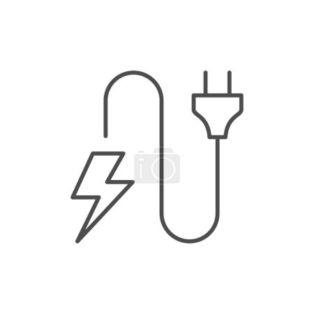 Icono del contorno de la línea de energía eléctrica aislado en blanco. Ilustración vectorial