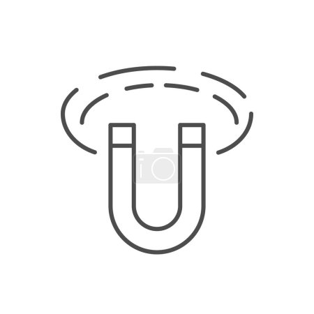 Ilustración de Icono de contorno de línea de imán de herradura aislado en blanco. Ilustración vectorial - Imagen libre de derechos