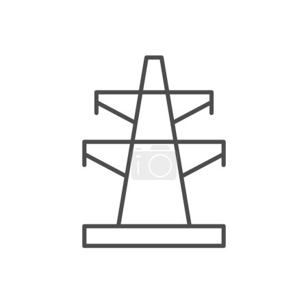 Ilustración de Icono de contorno de línea de pilón eléctrico aislado en blanco. Ilustración vectorial - Imagen libre de derechos