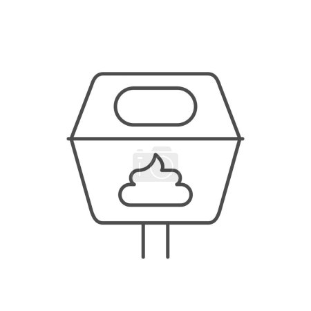 Icono de línea de dispensador de bolsa de perro aislado en blanco. Ilustración vectorial