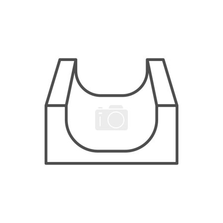 Ilustración de Icono de línea de media pipa de monopatín aislado en blanco. Ilustración vectorial - Imagen libre de derechos