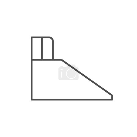 Illustration for Skateboard ramp line outline icon isolated on white. Vector illustration - Royalty Free Image