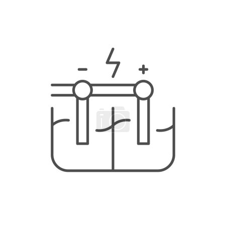 Ilustración de Icono de contorno de línea de proceso de electrólisis aislado en blanco. Ilustración vectorial - Imagen libre de derechos