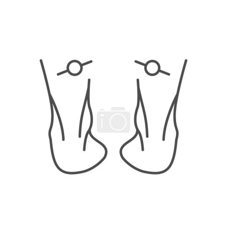 Téléchargez les illustrations : Icône de contour de pied allongé isolé sur blanc. Illustration vectorielle - en licence libre de droit