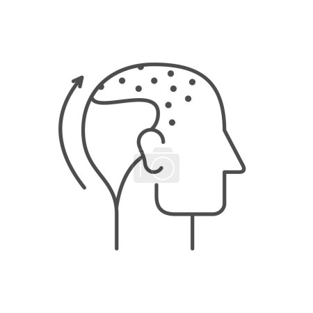 Ilustración de Hair transplantation line outline icon isolated on white. Vector illustration - Imagen libre de derechos