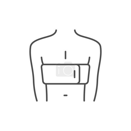 Ilustración de Icono de contorno de línea de soporte torácico aislado en blanco. Ilustración vectorial - Imagen libre de derechos