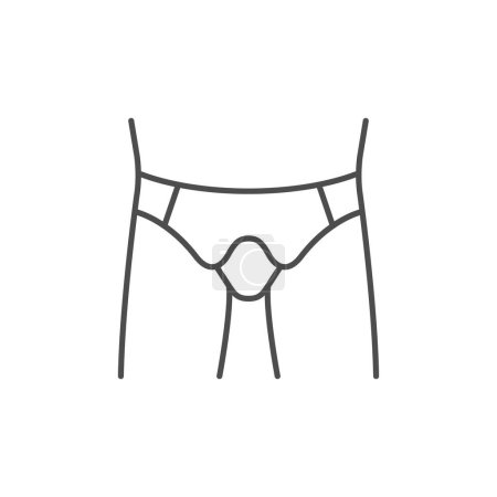 Téléchargez les illustrations : Hernia ceinture ligne icône de contour isolé sur blanc. Illustration vectorielle - en licence libre de droit