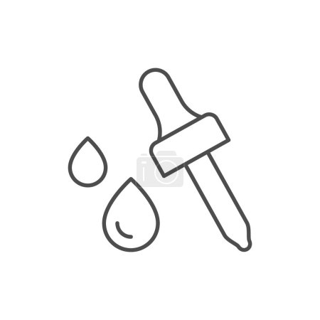 Illustration for Drops with pipette line icon isolated on white. Vector illustration - Royalty Free Image