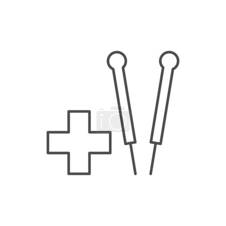 Medical acupuncture needle line icon isolated on white. Alternative therapy, chinese traditional medicine. Vector illustration