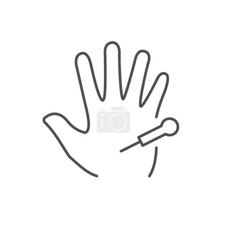 Acupuncture of hand line icon isolated on white. Points scheme, alternative therapy, medical needles, chinese traditional medicine. Vector illustration