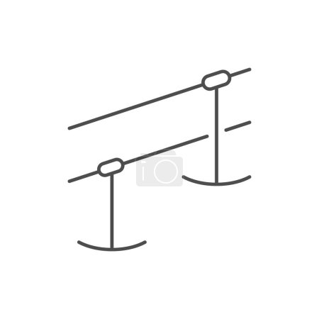 Ski lift line outline icon isolated on white. Vector illustration
