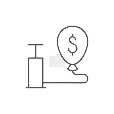 Inflation process line outline icon isolated on white. Vector illustration