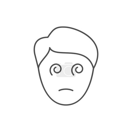Person with dizziness line icon isolated on white. Vector illustration