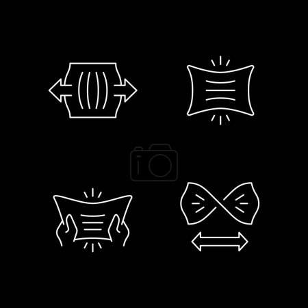 Illustration for Set line icons of fabric stretching isolated on black. Vector illustration - Royalty Free Image