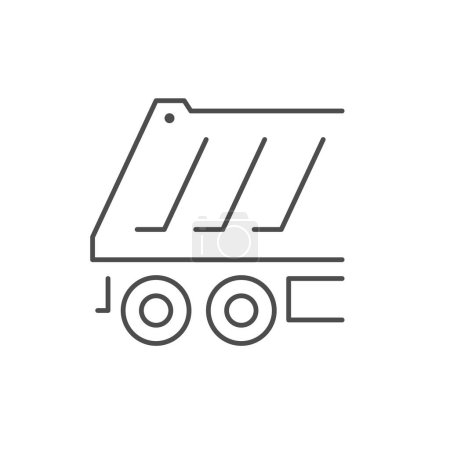 Illustration for Dump truck line outline icon isolated on white. Vector illustration - Royalty Free Image