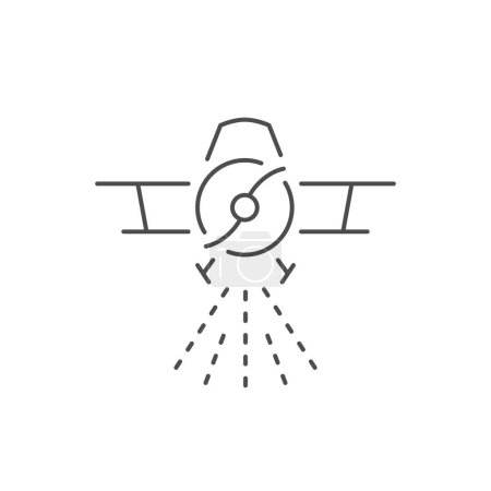 Crop dusting line outline icon isolated on white. Vector illustration