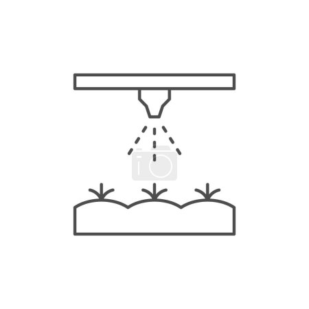 Agricultural watering line outline icon isolated on white. Vector illustration