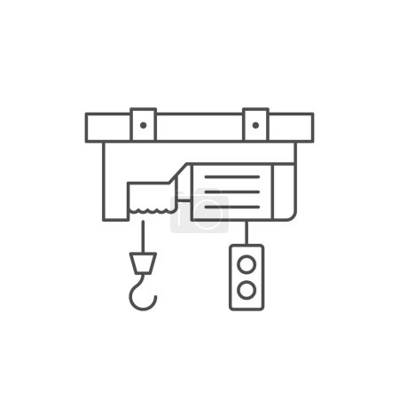Electric winch line outline icon isolated on white. Vector illustration