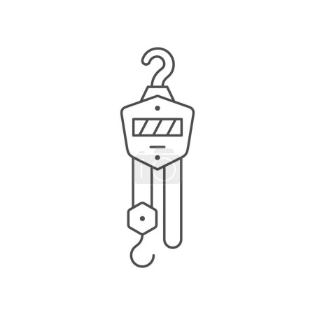 Illustration for Manual winch line outline icon isolated on white. Vector illustration - Royalty Free Image