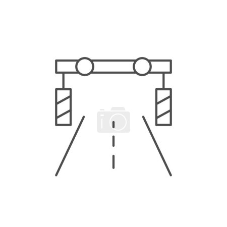 Icono del contorno de la línea de la puerta de la autopista aislado en blanco. Ilustración vectorial