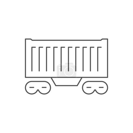 Ilustración de Icono de contorno de línea de contenedores ferroviarios aislado en blanco. Envío marítimo, negocio logístico, comercio internacional, entrega global. Ilustración vectorial - Imagen libre de derechos