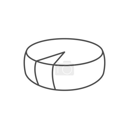 Cheese circle line outline icon isolated on white. Vector illustration