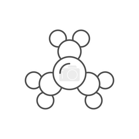 Molecule model line outline icon isolated on white. Vector illustration