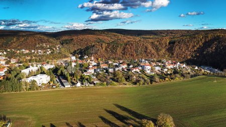 Autumn Panorama of the village Bilovice nad Svitavou near Brno