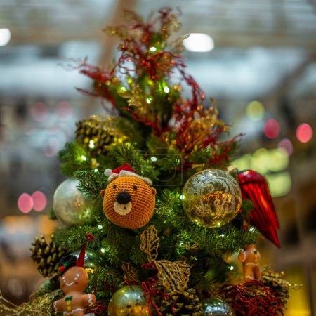 Photo for Colorful glass baubles and bokeh on a Christmas tree in Hong Kong - Royalty Free Image