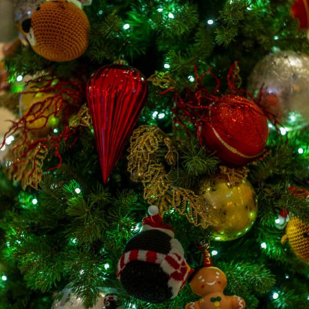 Photo for Colorful glass baubles and bokeh on a Christmas tree in Hong Kong - Royalty Free Image