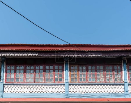 Photo for Panjim, Goa, India - January 2023: Detail of the windows of an old Portuguese era building in Fontainhas in Panaji. - Royalty Free Image