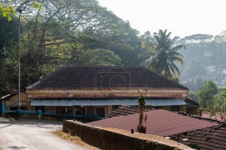 Photo for Panjim, Goa, India - January 2023: Old houses with vintage architecture and tiled roofs in the Fontainhas area of the city of Panaji. - Royalty Free Image