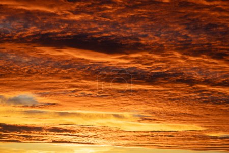 Téléchargez les photos : Coucher de soleil orange nuages dramatiques sur le ciel - en image libre de droit