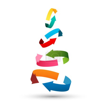 Téléchargez les illustrations : Flèche - arbre coloré fabriqué à partir de flèches isolées sur fond blanc - symbole d'entreprise - en licence libre de droit