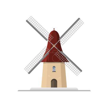 Ilustración de Icono del molino de viento - Vector retro molino de viento Símbolo aislado sobre fondo blanco - Imagen libre de derechos