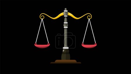 Téléchargez les illustrations : Balance de Justice sur fond noir - vecteur - en licence libre de droit