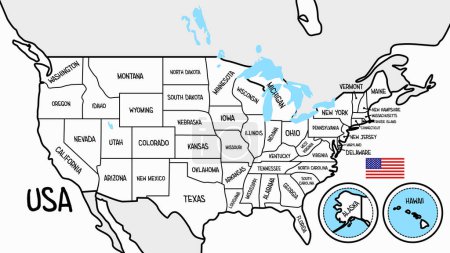 Ilustración de Mapa vectorial de Estados Unidos - Estados Unidos de América Fondo vectorial - Imagen libre de derechos
