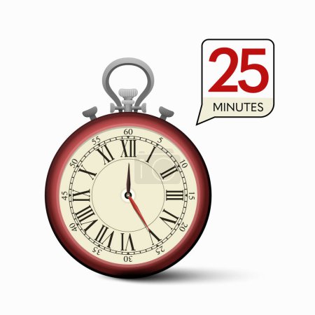 Illustration for 25 Minutes Stopwatch Clock Icon - Vector - Royalty Free Image