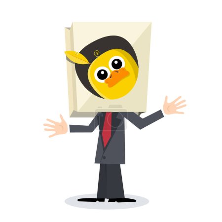 Illustration for Man in Suit with Paper Bag with Chicken Cartoon on Head - Vector - Royalty Free Image