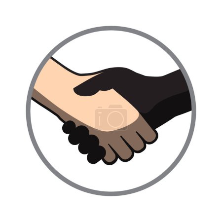 Téléchargez les illustrations : Symbole de la poignée de main - serrer la main en cercle - affaire commerciale ou politique, vecteur - en licence libre de droit