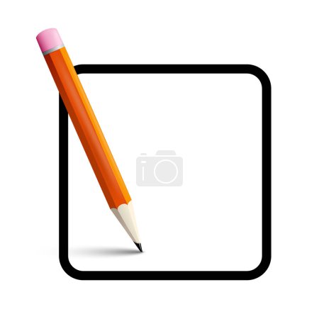 Téléchargez les illustrations : Crayon avec espace vide à l'intérieur carré avec des coins arrondis isolés sur fond blanc - en licence libre de droit