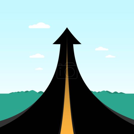 Illustration for Asphalt upward road with big arrow symbol - vector - Royalty Free Image