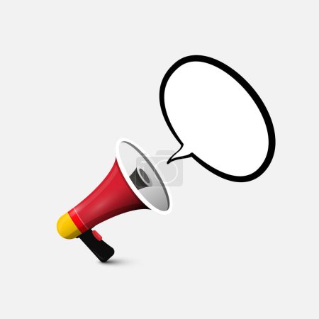 Illustration for Megaphone - loudspeaker with blank speech bubble - vector - Royalty Free Image