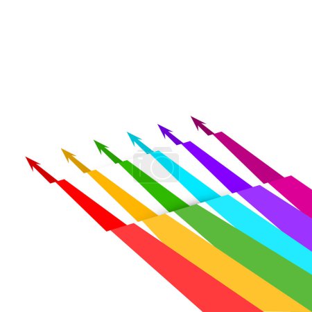 Ilustración de Flechas diagonales coloridas sobre fondo blanco - vector - Imagen libre de derechos