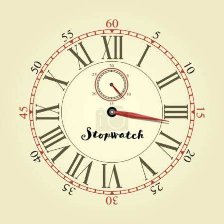 Téléchargez les illustrations : Illustration vectorielle chronomètre - horloge avec chiffres romains - en licence libre de droit