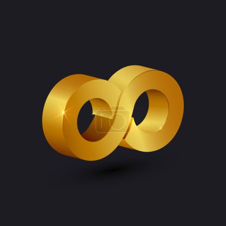 Illustration for Golden infinity symbol on dark background - vector - Royalty Free Image